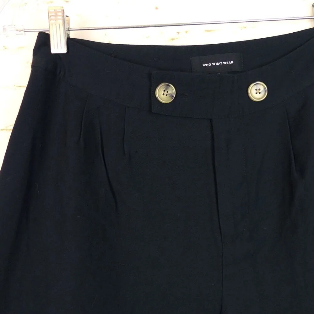 Who What Wear Pants Women 8 Black Wide Leg Crop Pleated Sailor Rayon 28x22 Boho - Image 6