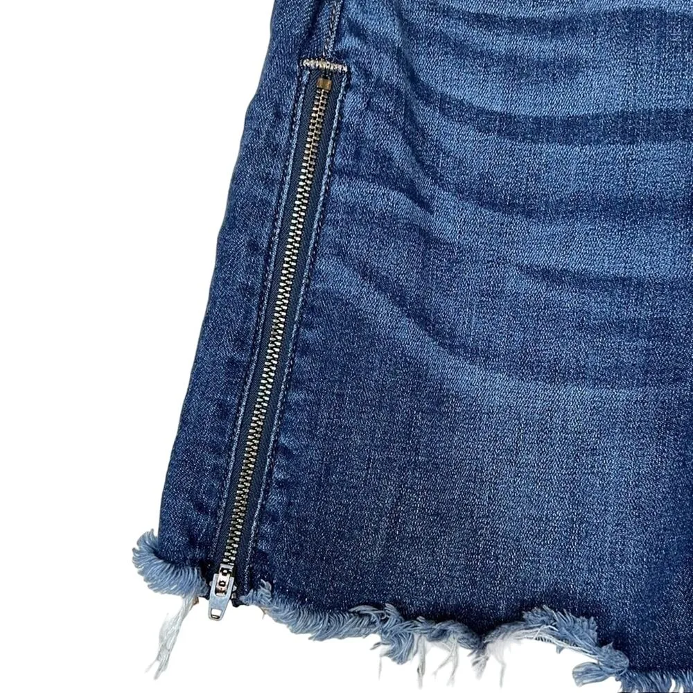 American Eagle high rise mini dark wash zip sides blue denim skirt size 0 - Image 4