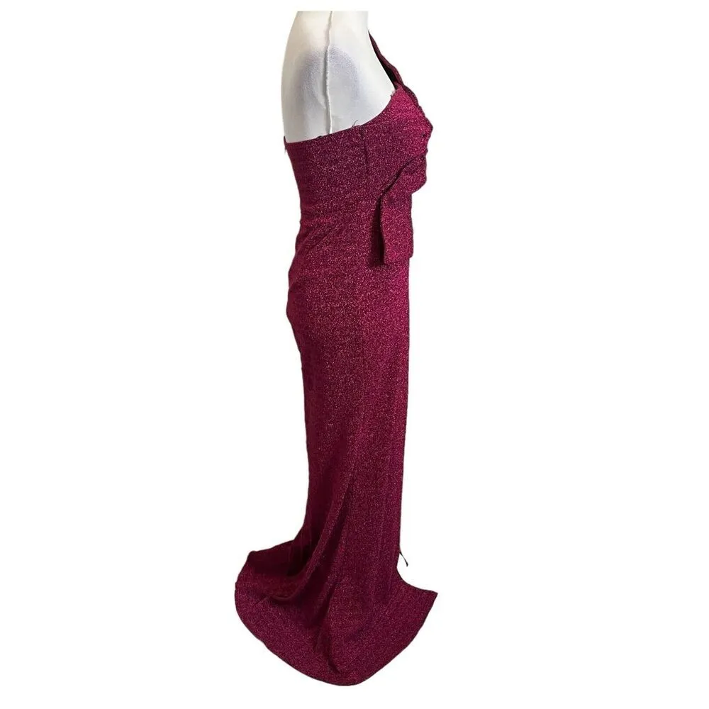 LULUS Dancing All Night Magenta Metallic Strapless Maxi Dress Womens Size XS - Image 4