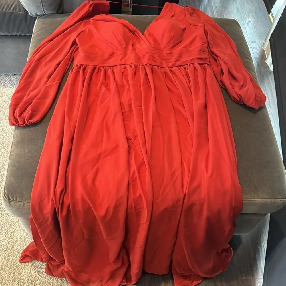 Women’s Long Sleeve Chiffon Rust Colored V - Image 12