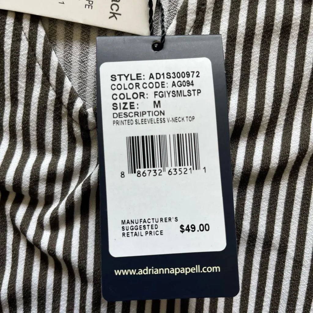 Adrianna Papell Black and White Fitted Sleeveless Striped Tank Top NWT SZ M - Image 14
