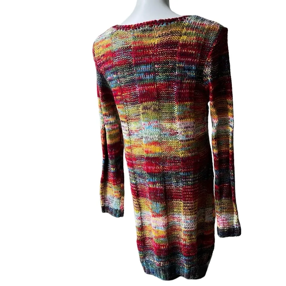 Ultra Flirt Y2K Rainbow Knit Crochet Long Sleeve Dress - Image 4