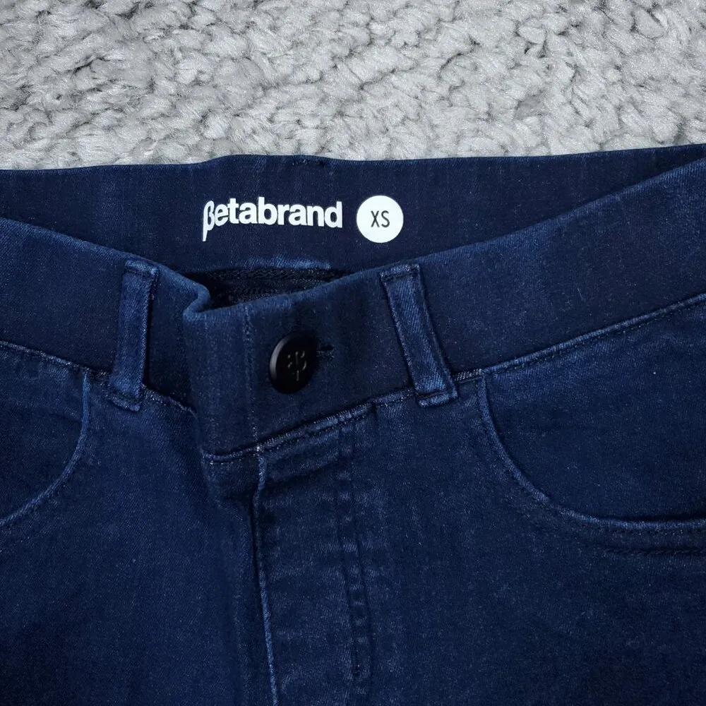 Betabrand 4-Pocket Bootcut Denim Jeans Indigo Dark Wash Blue Pull On Size XS - Image 4