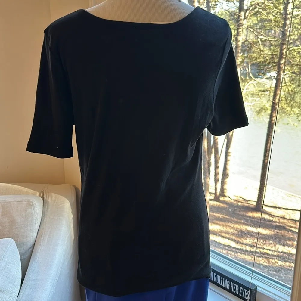 NWT Ribbed SS Scoopneck Tee, Black, Size Medium - Image 4