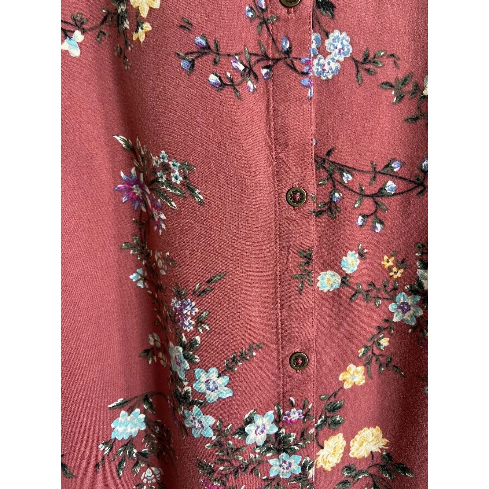 Xhilaration Womens Skirt Sz S Long Floral Shorts Button Front Dark Rose Pink‎ - Image 3