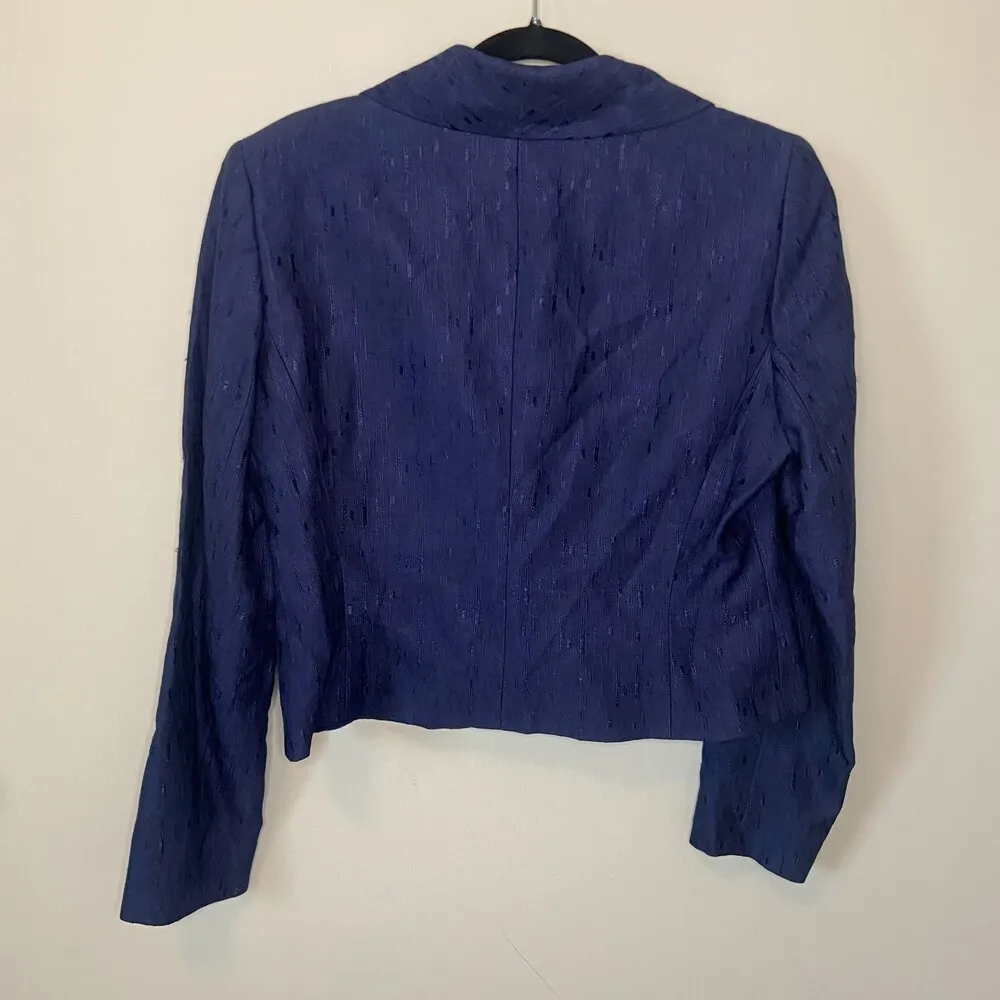 Lafayette 148 New York Blue Single Breast Blazer Sz 12 - Image 4
