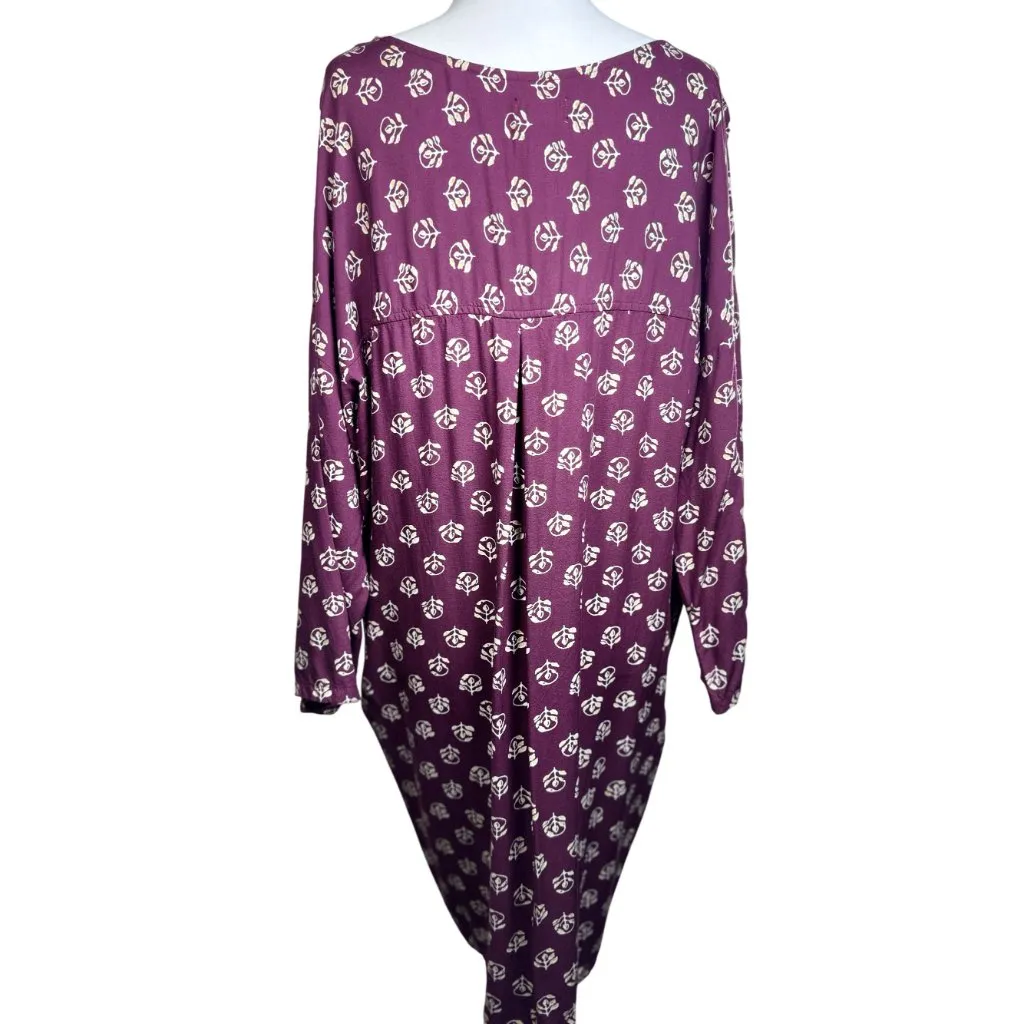 Old Navy Womens Size XL Purple Floral Long Sleeve Tunic Top 100% Rayon - Image 4