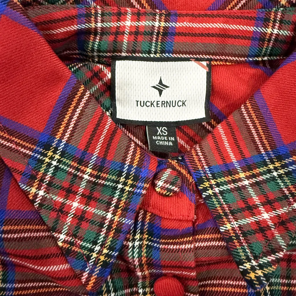 Tuckernuck Women’s Red Plaid Button Front Tunic Shirt XS Holiday Preppy - Image 7
