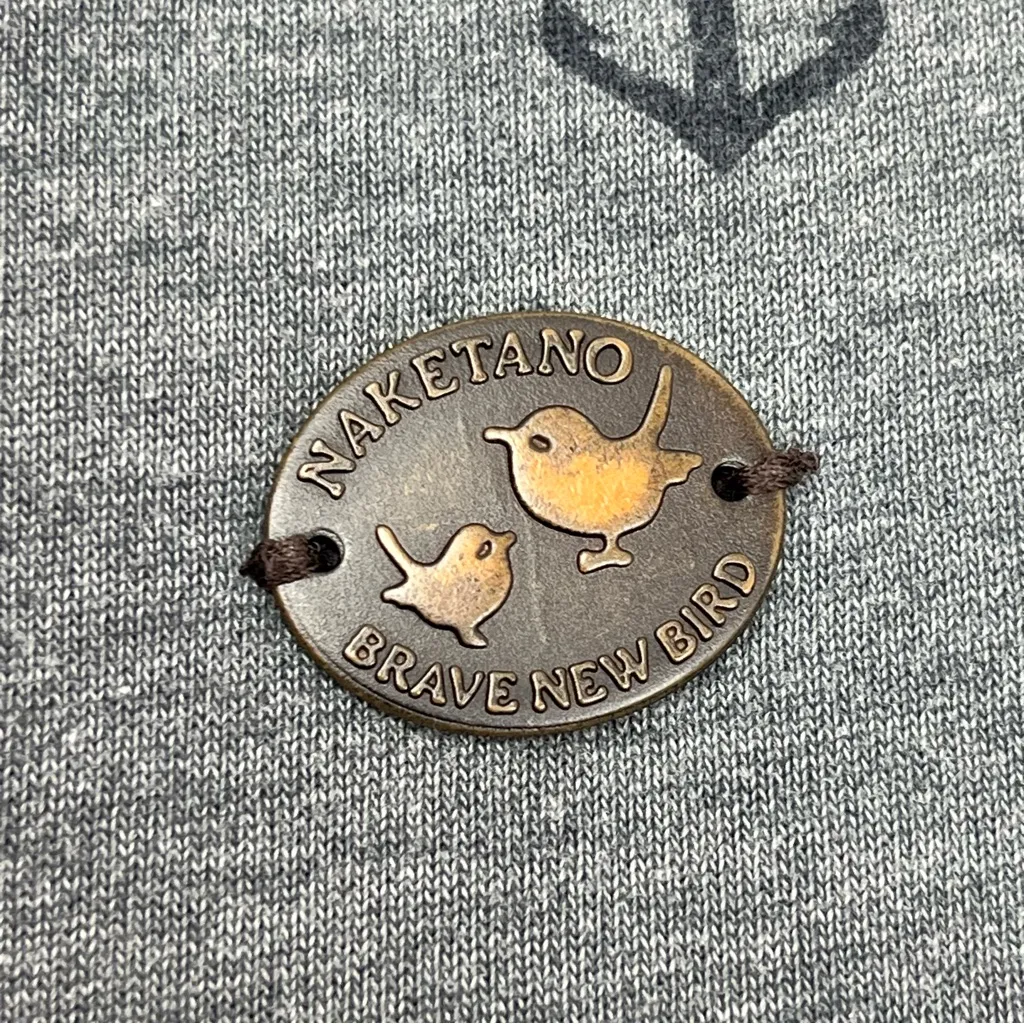 Naketano The Poet’s‎ Choice Womens Crewneck Sweatshirt Medium Blue Anchor *FLAW - Image 4