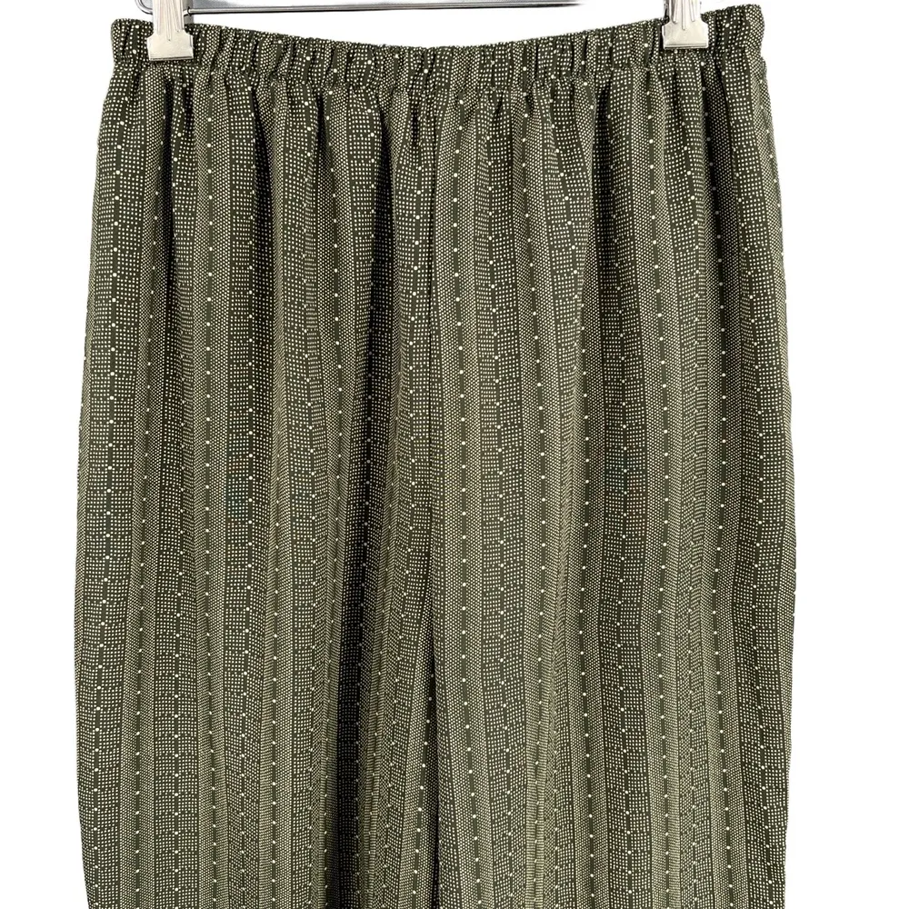 Jonathan Martin Vintage Pants Green Striped Pattern Elastic Waist Size 9 USA - Image 2