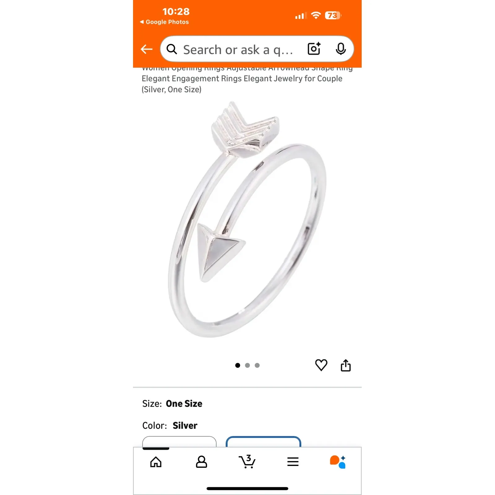 925 Sterling Silver Arrow Adjustable Open Ring NEW - Image 7