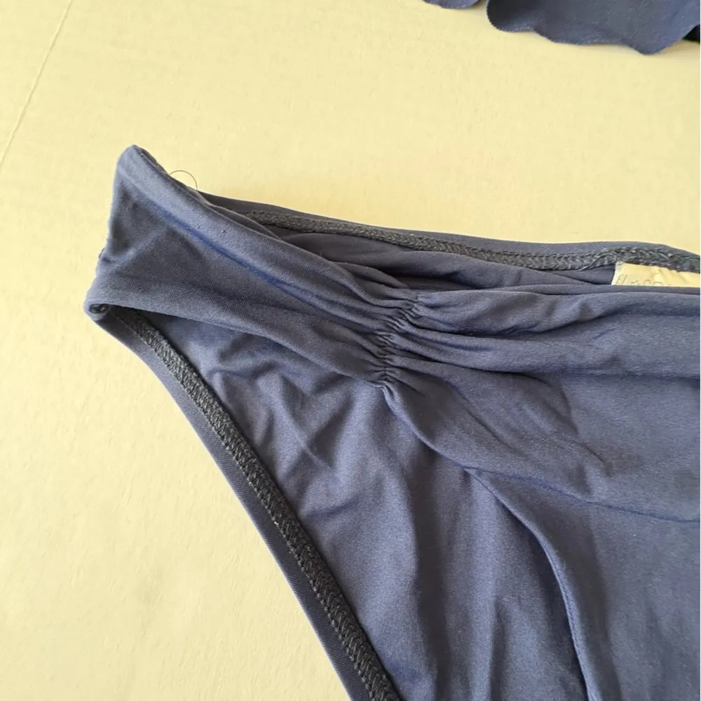 L*Space bikini flouncy top full cut bottom navy blue small full - Image 2