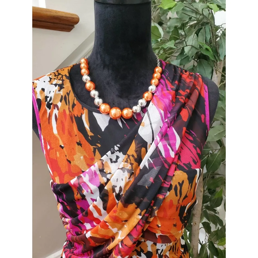 Bisou Bisou Women's Multicolor Round Neck Rayon Casual Knee Length Dress 10 - Image 12