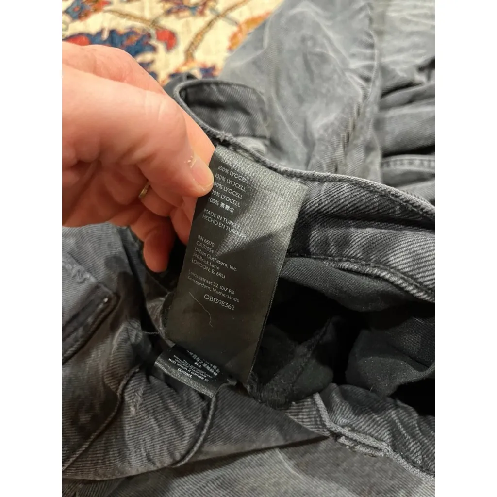 We the Free Charocal Black Button Fly Wide Leg High Waist Distressed Jeans 25 - Image 8