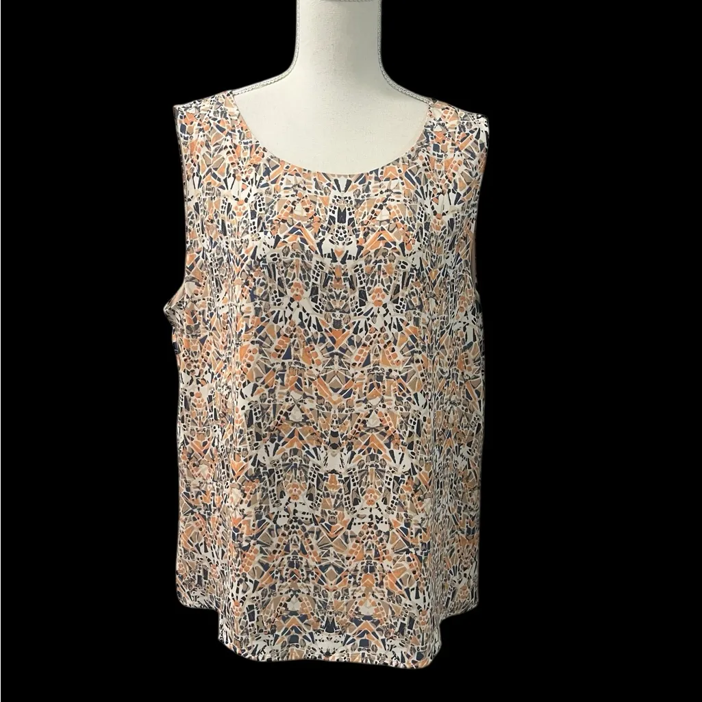 NWT Nine West Tropica Sleeveless Lined Top Multicolored Abstract Careerwear 16 - Image 2