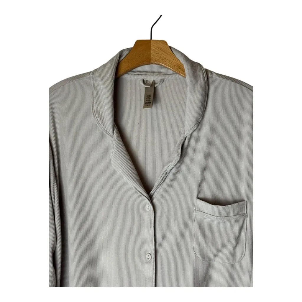 Skims Shirt Women Large Tan Ribbed Knit Soft Lounge Sleep Top Sleepwear Comfy - Image 5