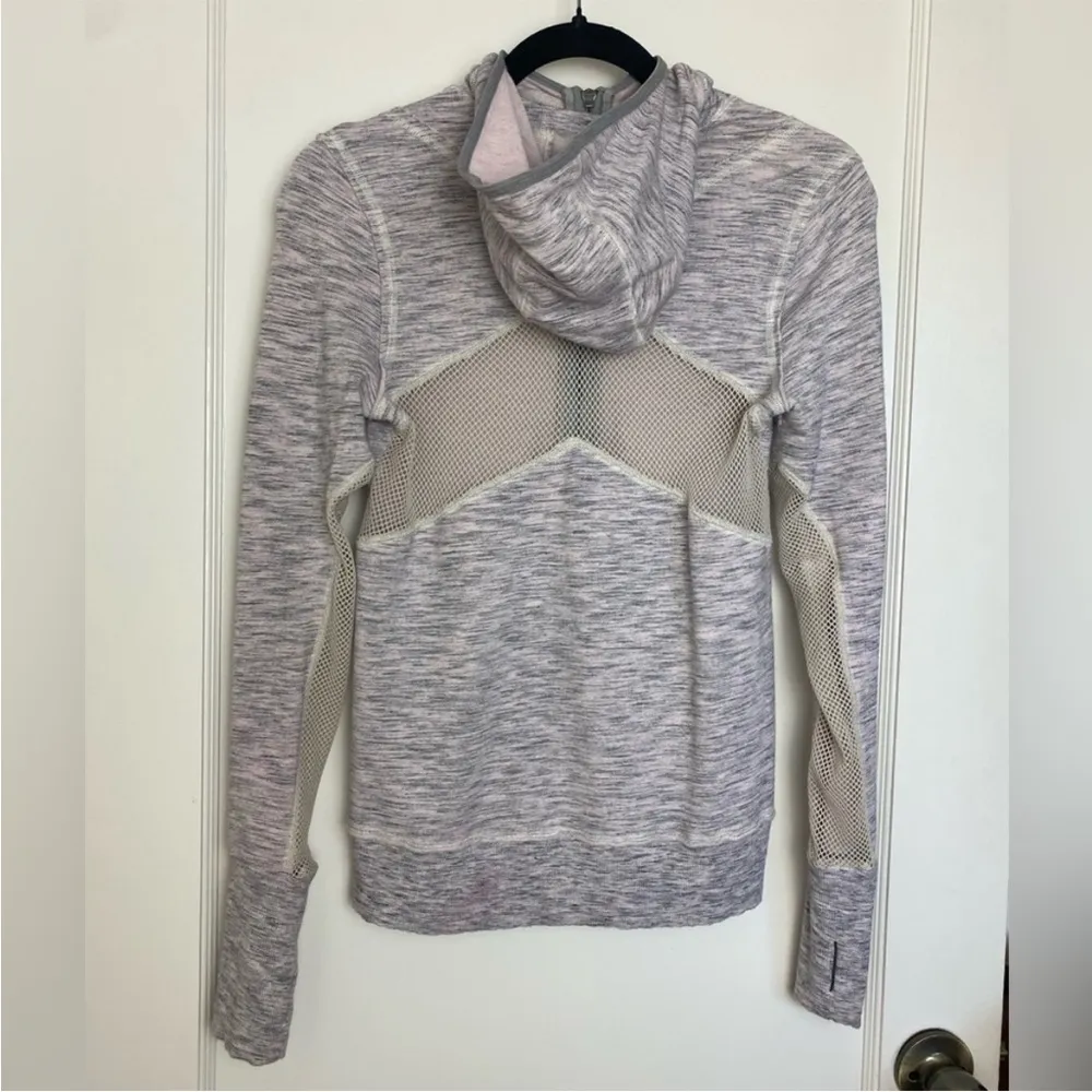 FREE PEOPLE MOVEMENT Markle Mesh 1/2 Zip Hoodie, Heathered Gray Pink M - Image 7