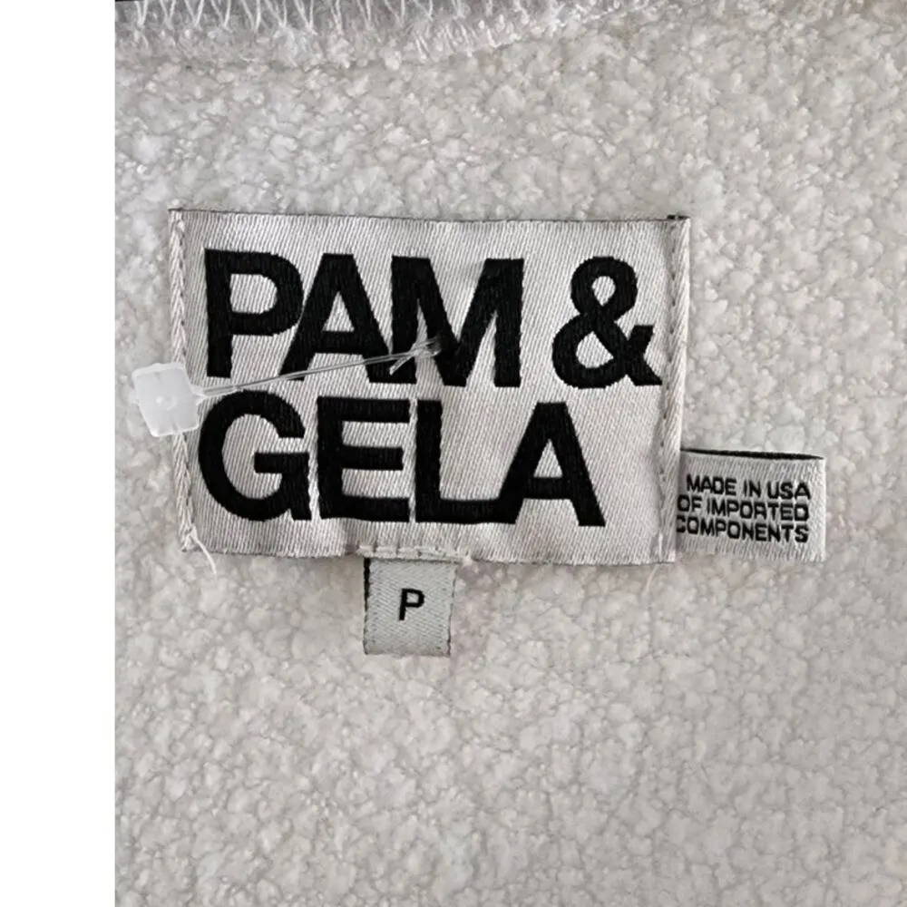 Pam & Gela Hi-Low Lace Long Sleeve Sweatshirt White XS - Image 5