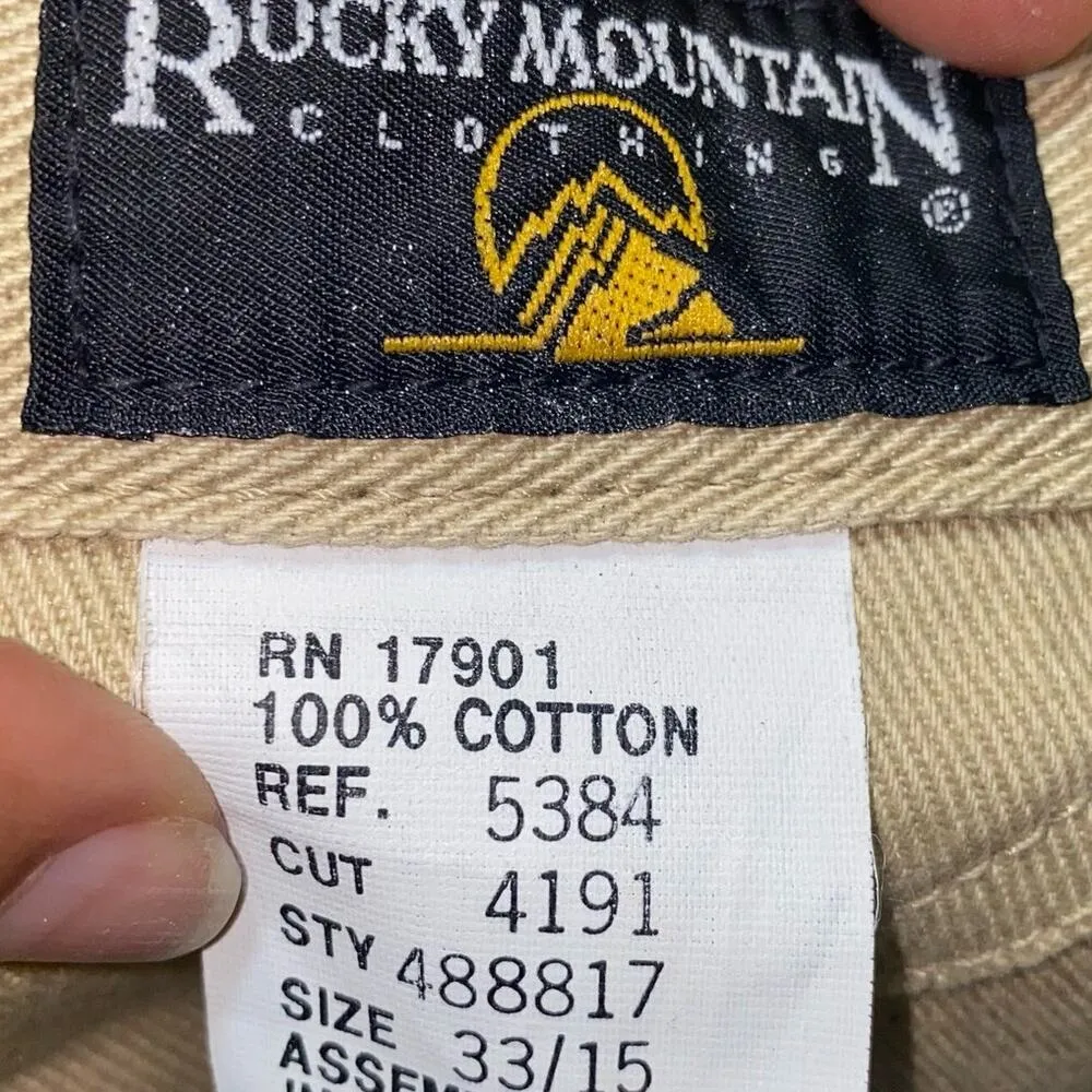 Rocky Mountain Vintage Khaki Tan Straight Leg Pleated High Rise Pants Size 33 - Image 9