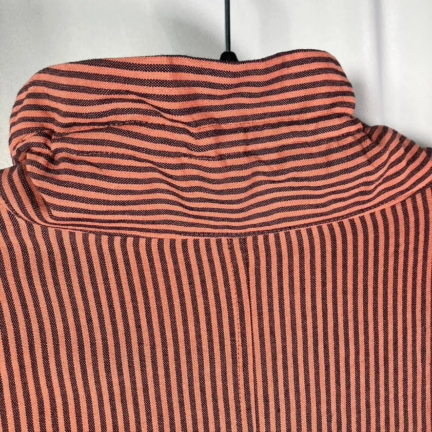 Soft Surroundings Sasha Shirt Navy Coral Stripe Button Up Viscose Women's Small - Image 8