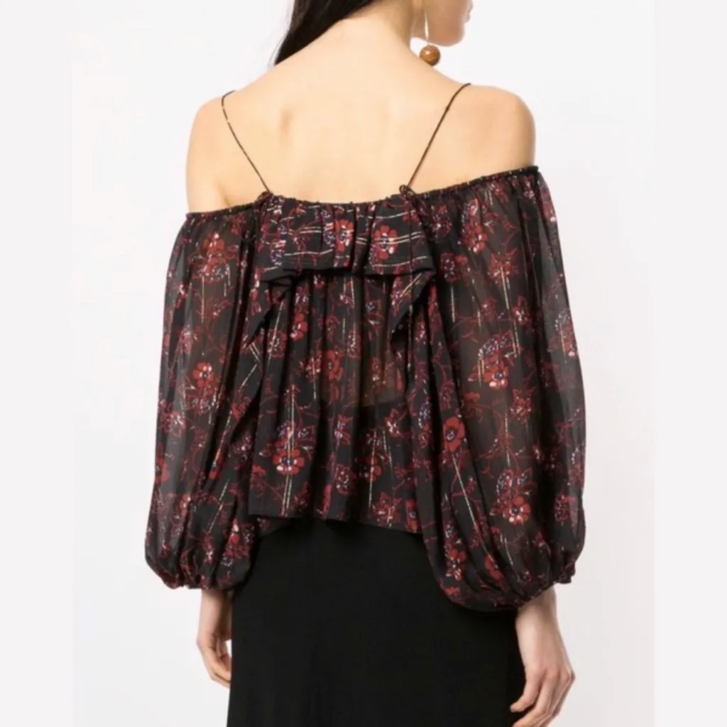 Ulla Johnson Coline Cold Shoulder Crepe Top in Noir - Image 3