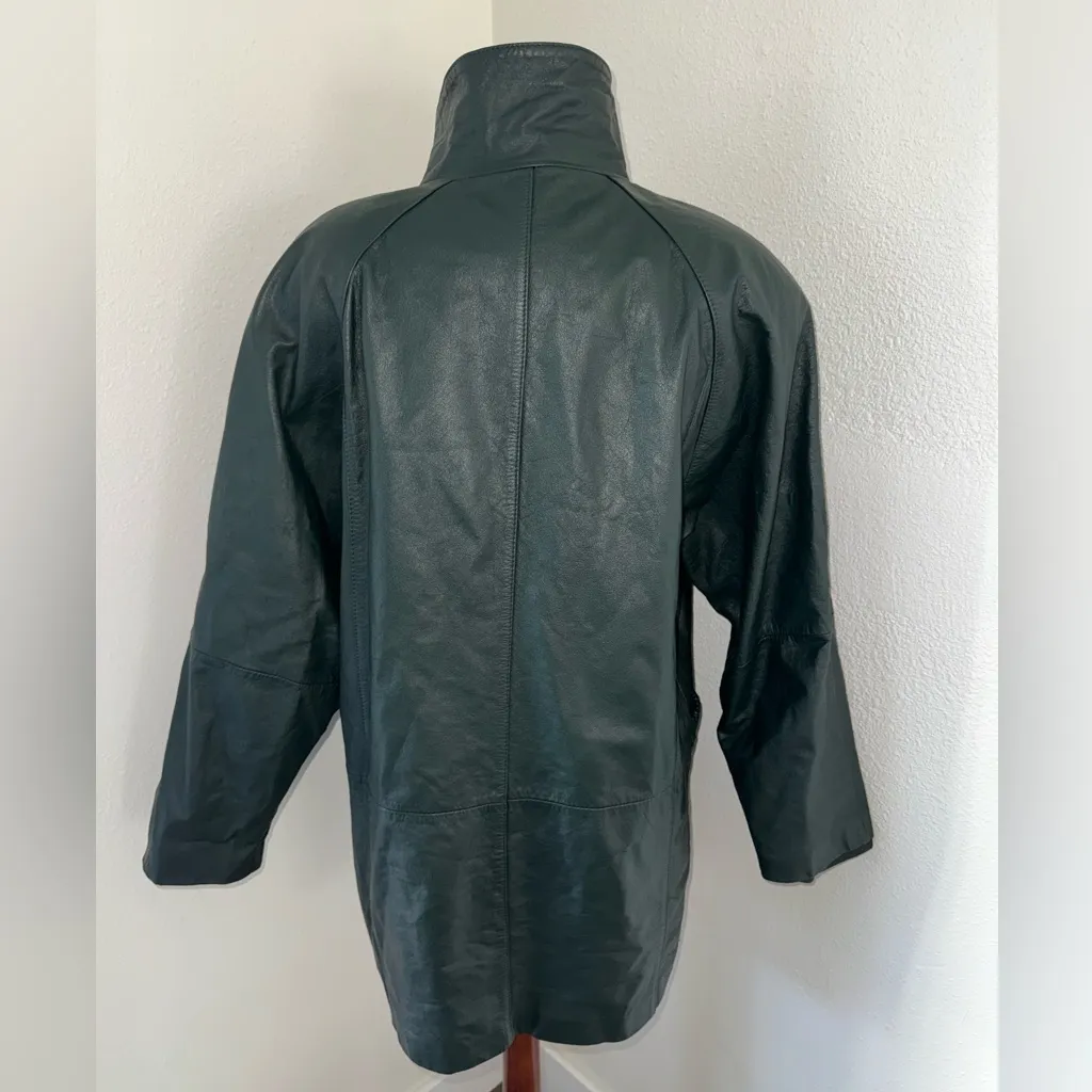Vintage PELLE New York Milano Green Leather Women’s Coat Jacket - Image 9