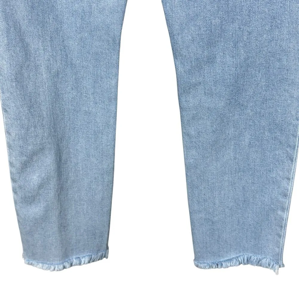 Good American SZ 4/27 Good Legs Cigarette Raw Hem Jeans Mid-Rise Light Wash Blue - Image 6