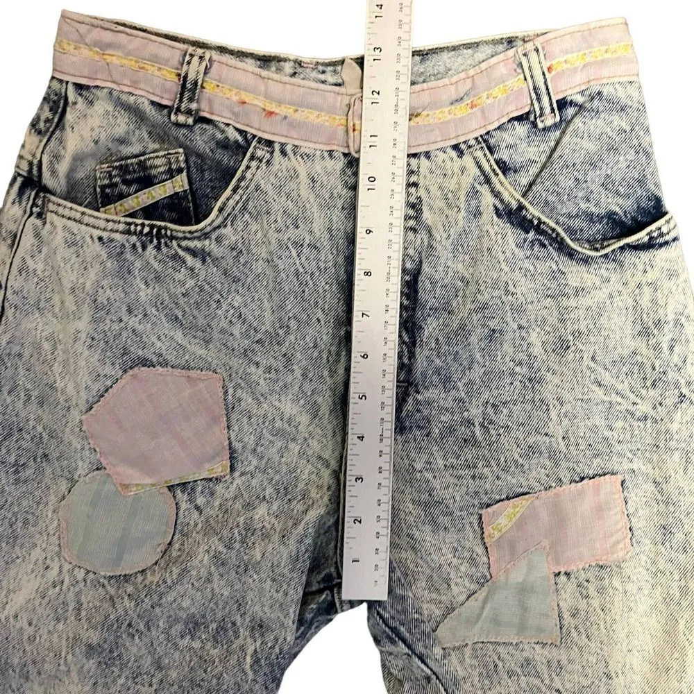 Vintage Bonjour High Waisted Patchwork Denim Shorts Size 10 - Image 7