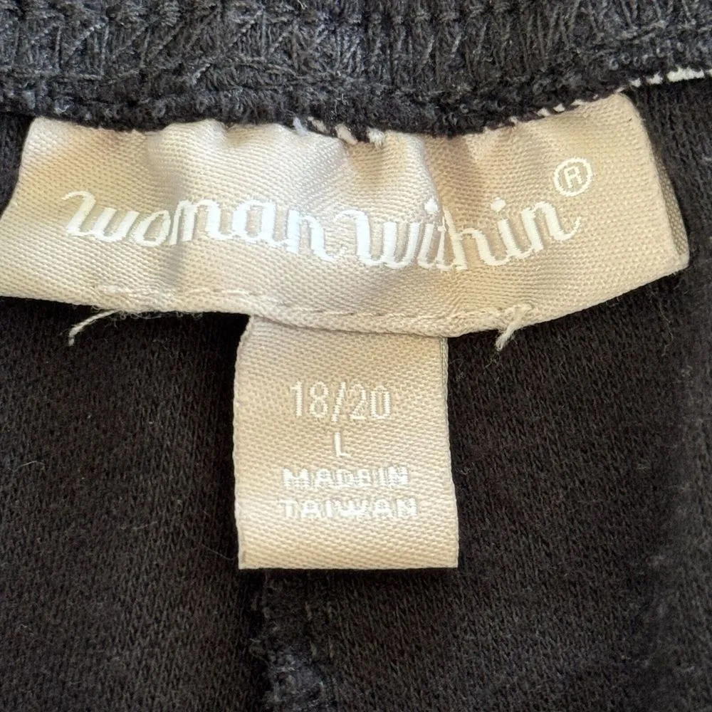 Woman Within Wide Leg Knit Pants Womens Size 18/20 L Black Pull On Soft Stretch - Image 5