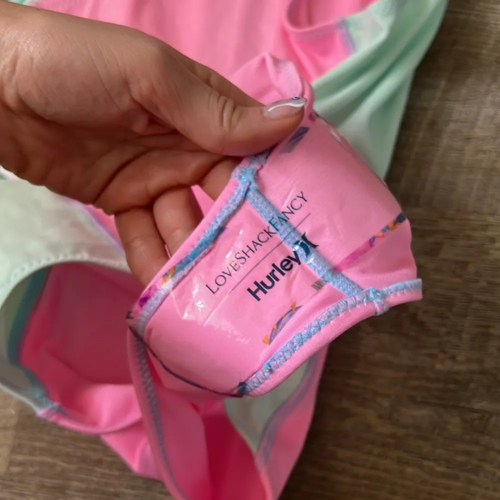 NWT LoveShackFancy X Hurley Pink Neon Colorblock One Piece Swimsuit Size Small - Image 7