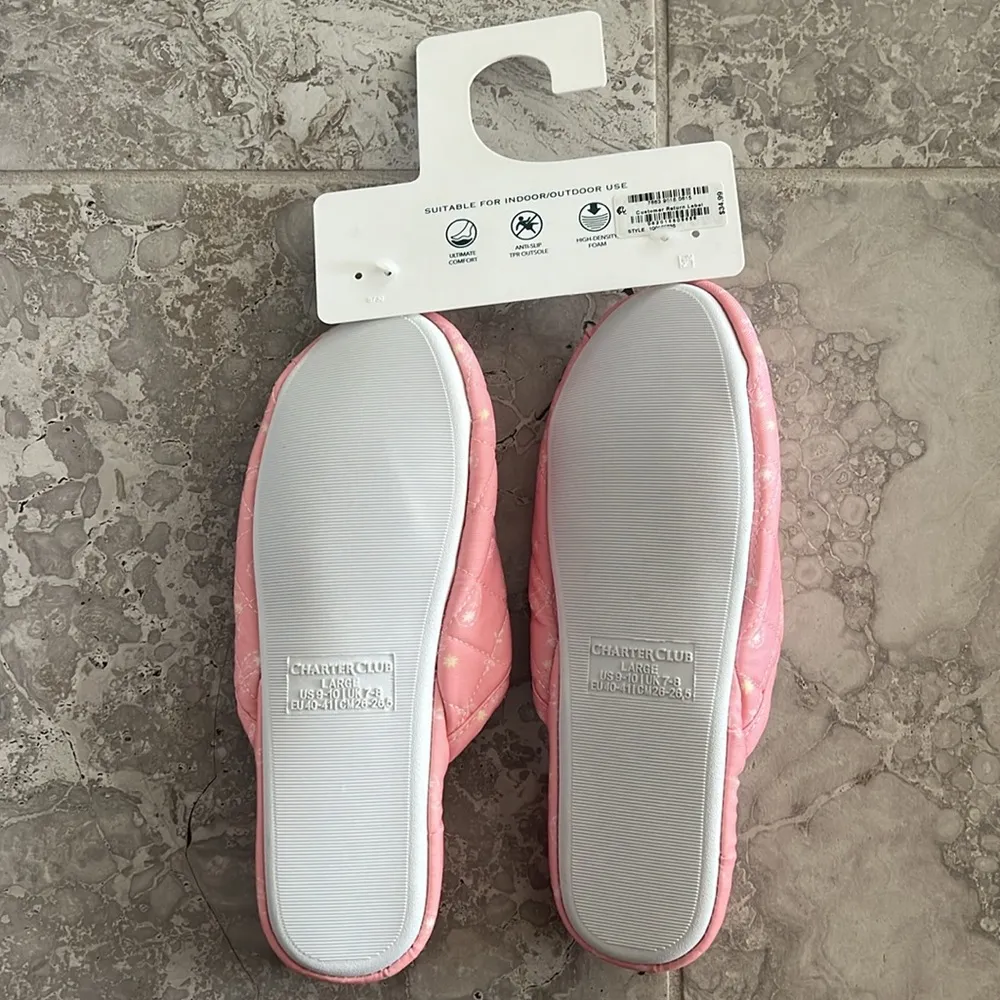 New Charter Club Quilted Paisley Floral Slippers, Pink Size L (US 9-10) NWT - Image 4