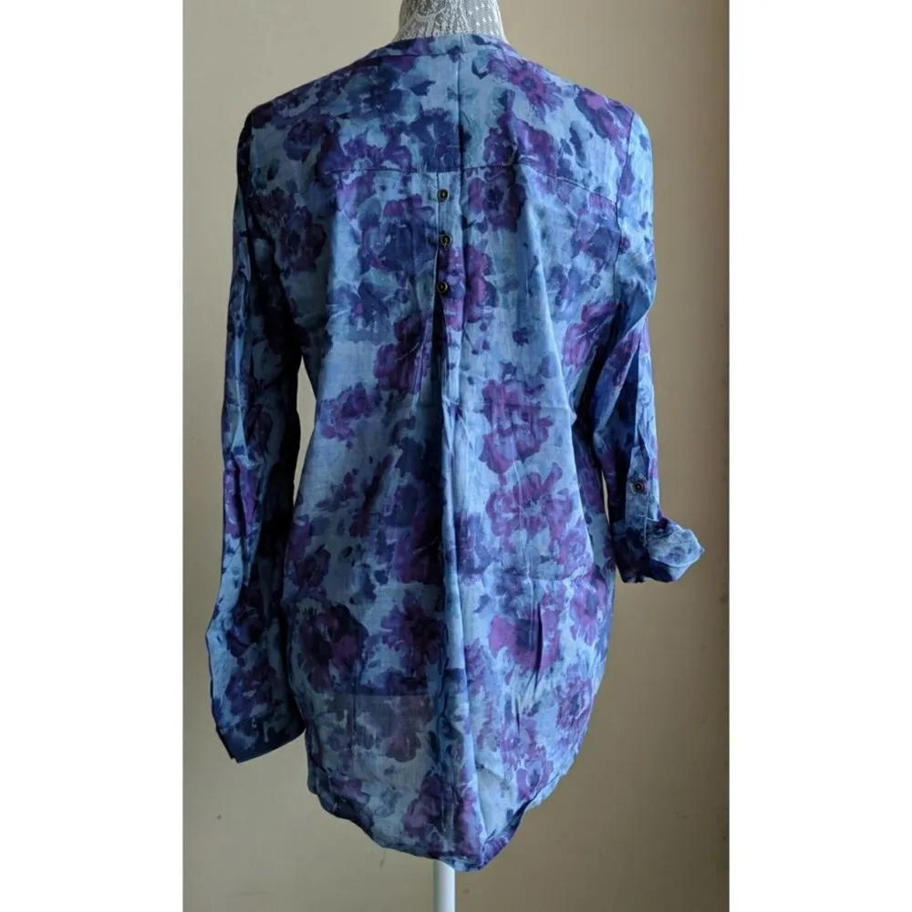 Lucky Brand Printed Chambray Popover - Sz M - GUC - Image 4