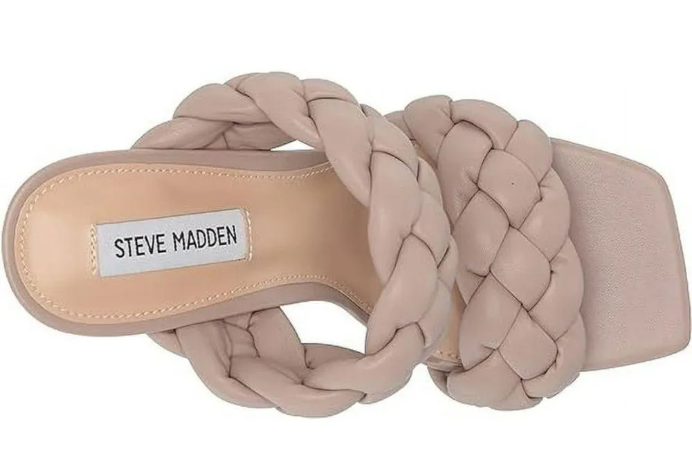 Steve Madden Kenley Women's Vegan Leather Braided Slip On Mule Heeled Sandals - Image 4