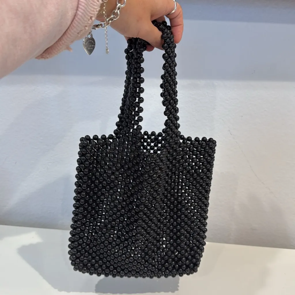 MOVING SALE Beaded Black Small Tote Bag - Image 6