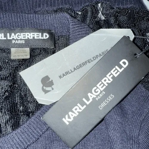 KARL LAGERFELD PARIS Black Lightweight Cardigan Pearl Buttons Lace Back NWT‎ XS - Image 7