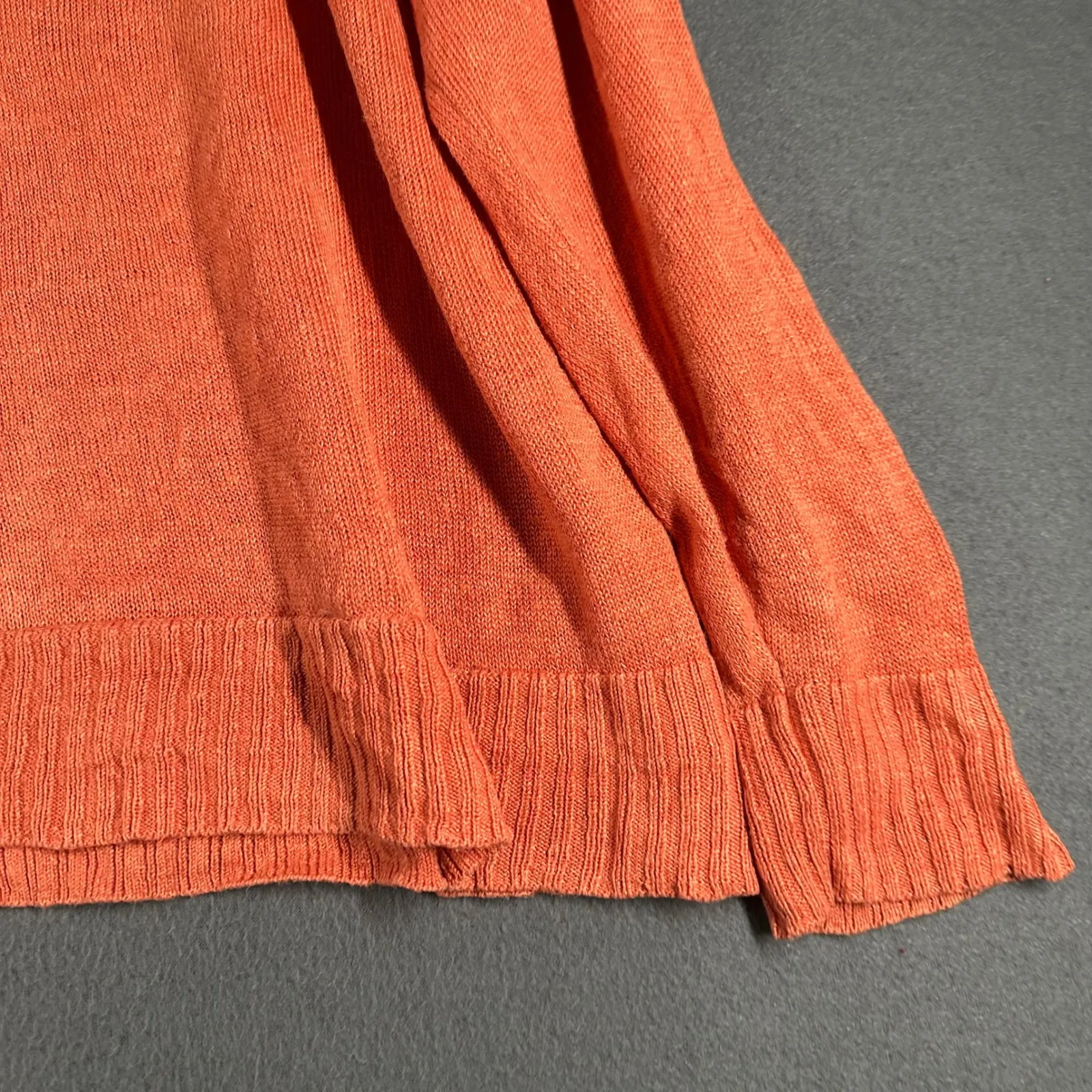 Eileen Fisher Oversized Sweater Womens L Orange Organic Linen Knit Crewneck - Image 5