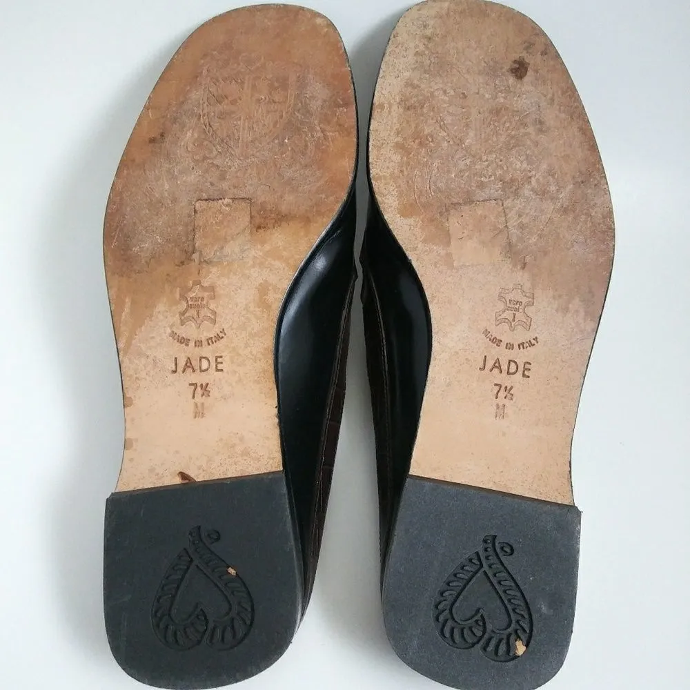 BRIGHTON Womens Jade Slide Shoes 7.5 Slip On Close Toe Black Brown Leather - Image 4