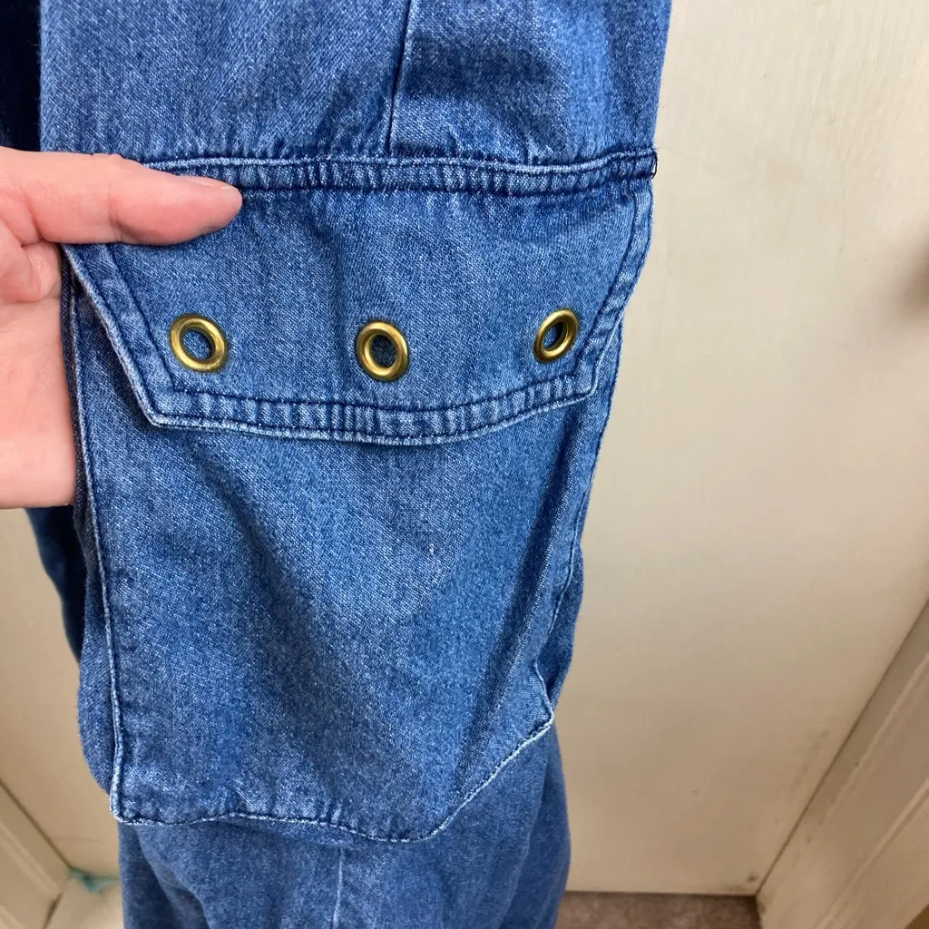 Spencer Alexis 80’s GoldTone Zippers & Other Metal Detail Denim Dress Gold Size 4 - Image 9