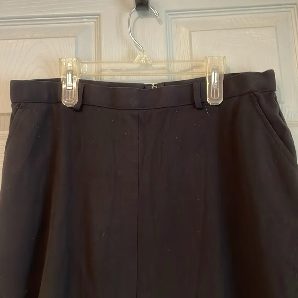 Sag Harbor Stretch Petite 12P Basic Black High Waisted Front Slit Midi Skirt - Image 3