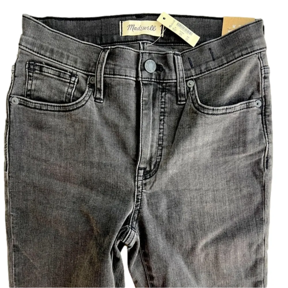 Madewell 9” Midrise Skinny Black Ankle Jeans Raw Hem NEW w/Tags size 26 - Image 2