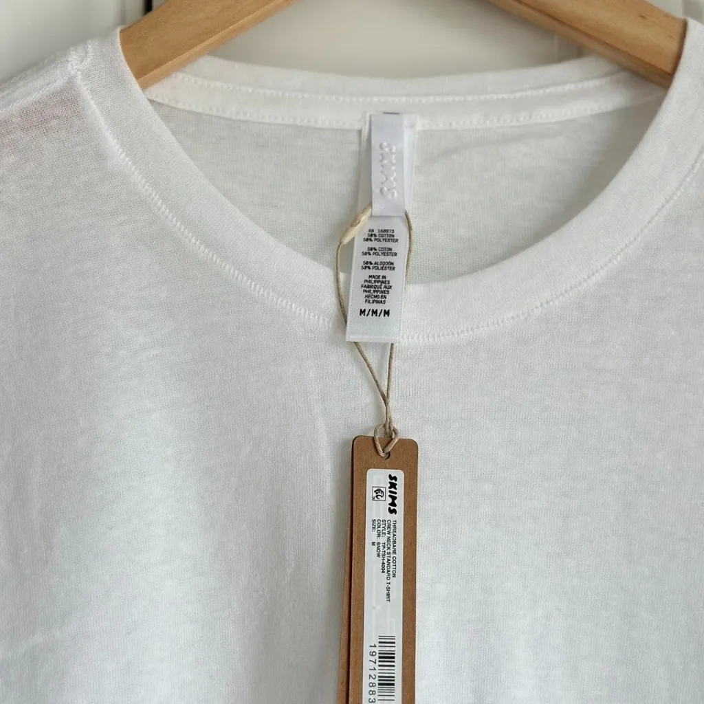 Skims Sheer Jersey T-Shirt in Snow, Size Medium - Image 5