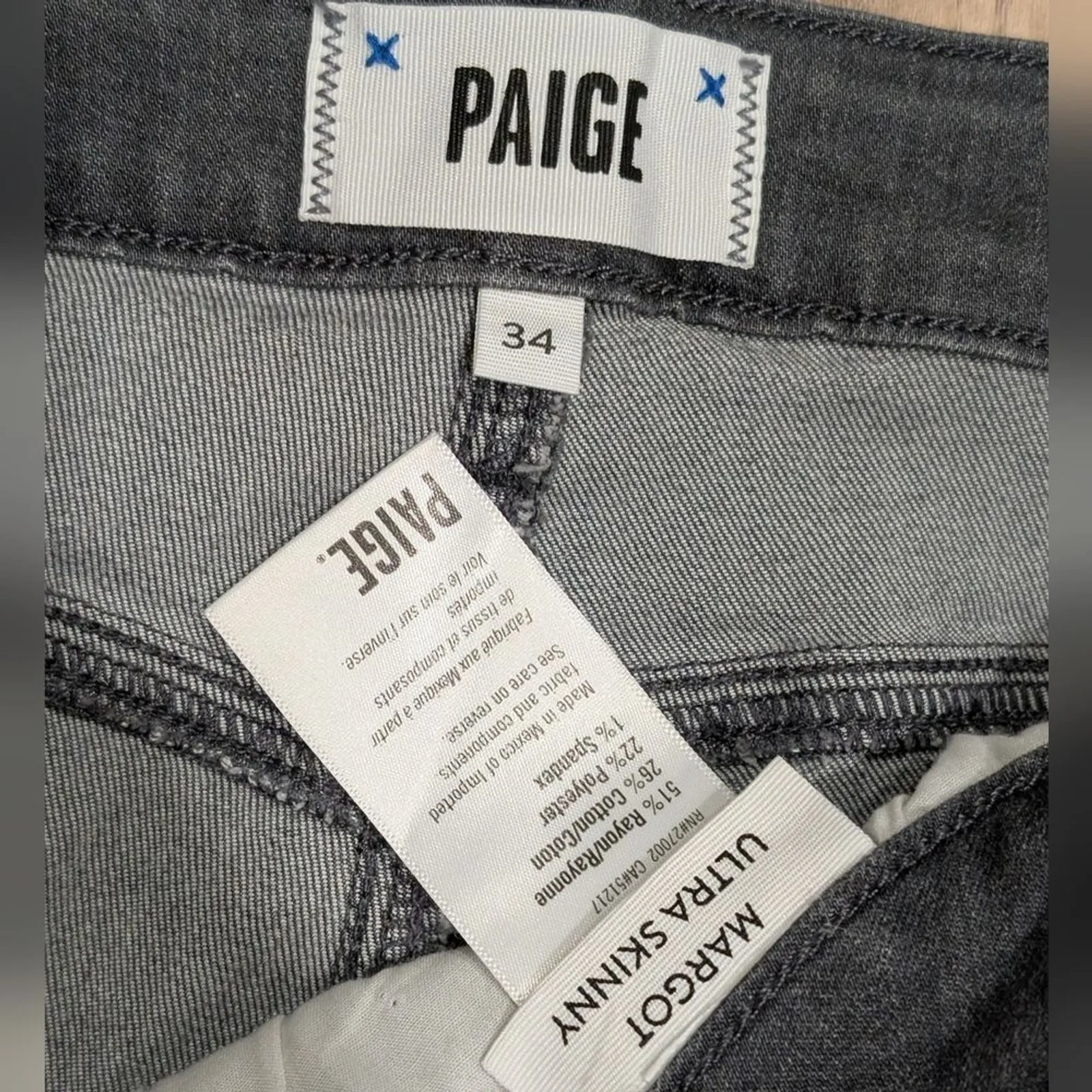 Paige Jeans‎ Womens 34 Margot Ultra Skinny Gray Premium Designer Denim Grey - Image 2