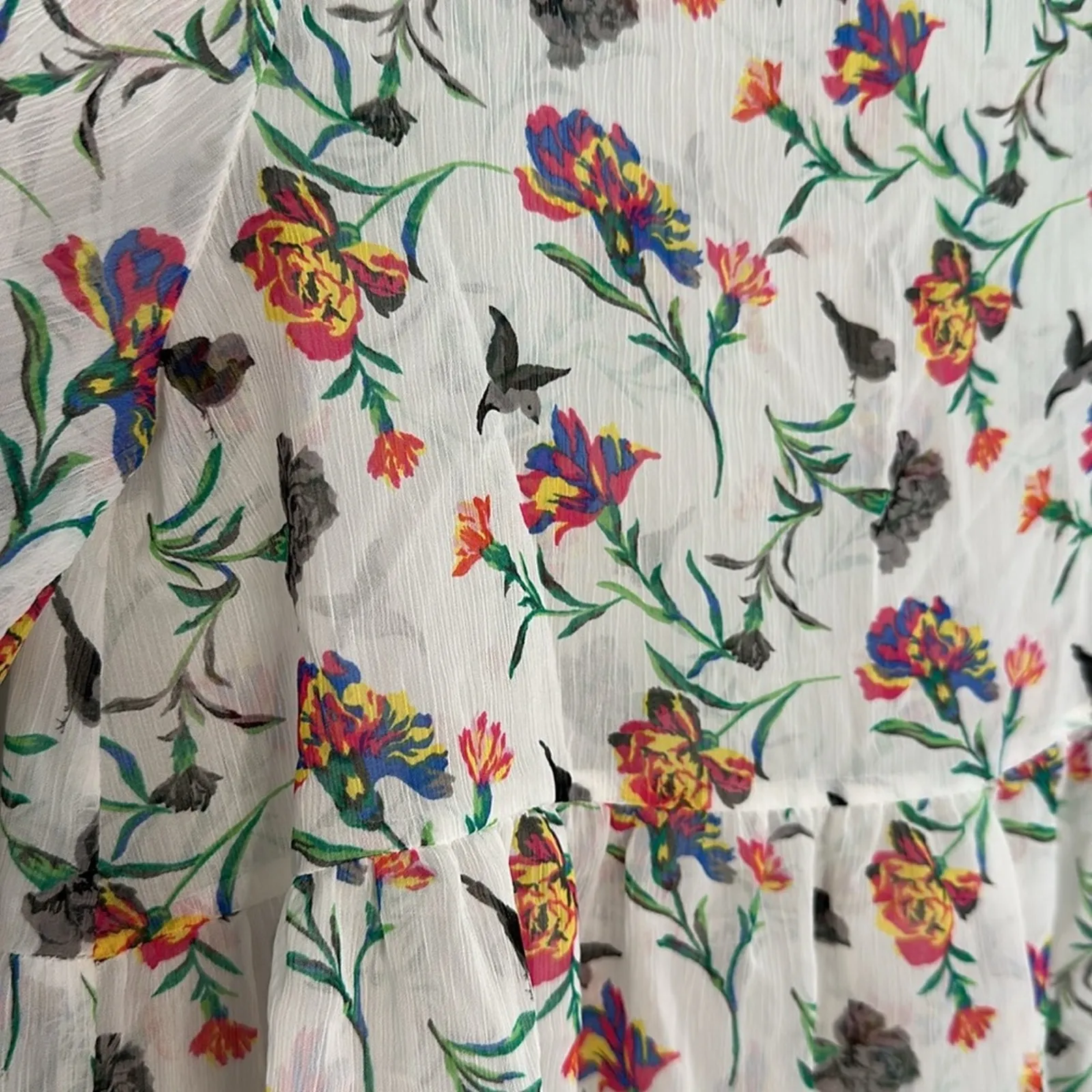 Altar’d State Sheer Babydoll Top Hummingbird Floral Coquette Bird Garden Fairy - Image 5