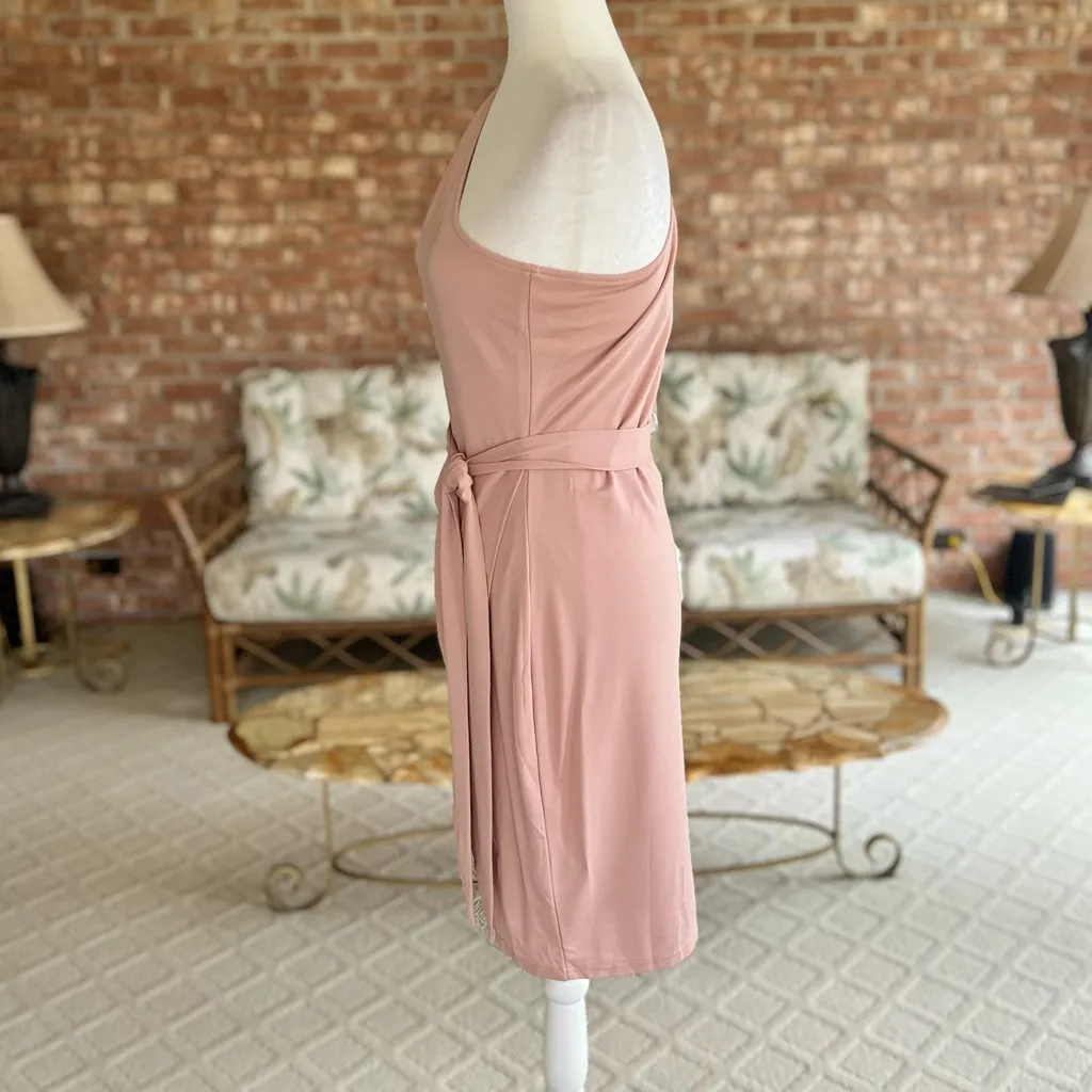 NWT PrettyGarden Dress One Shoulder Mini Body-con Asymmetrical Hem Nude Pink L - Image 8