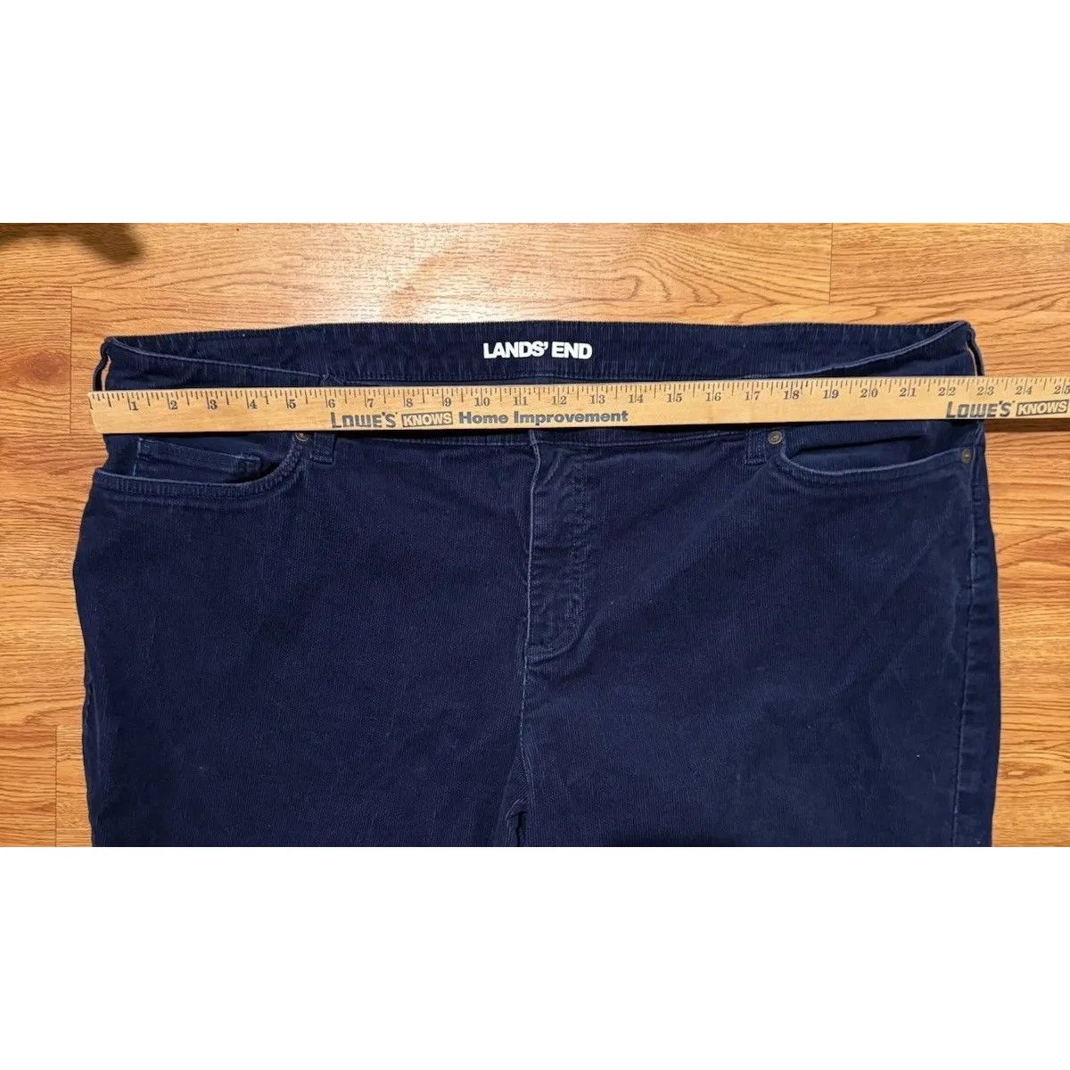 Lands End Mid Rise Corduroy Pants Women Size 24W Straight Leg Blue Stretch - Image 9