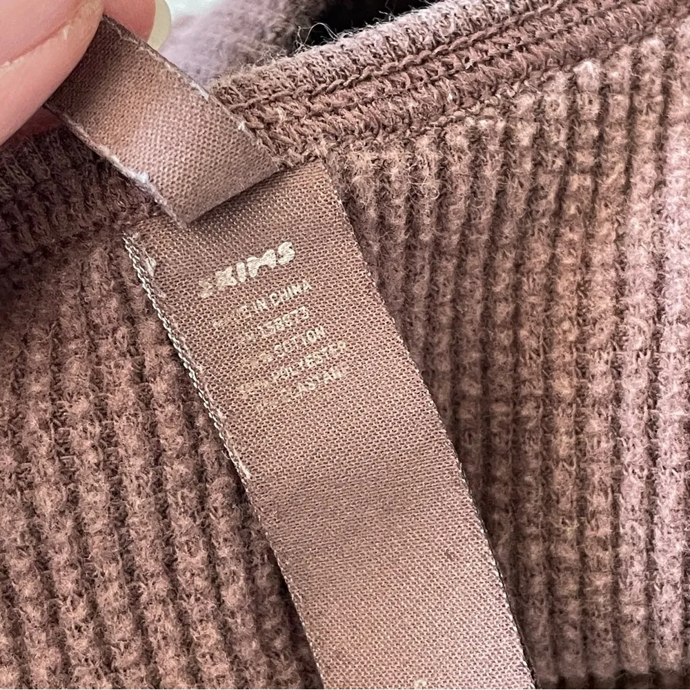 Skims Waffle Bra henley womens Brown (small) thermal lounge athleisure sleep - Image 4