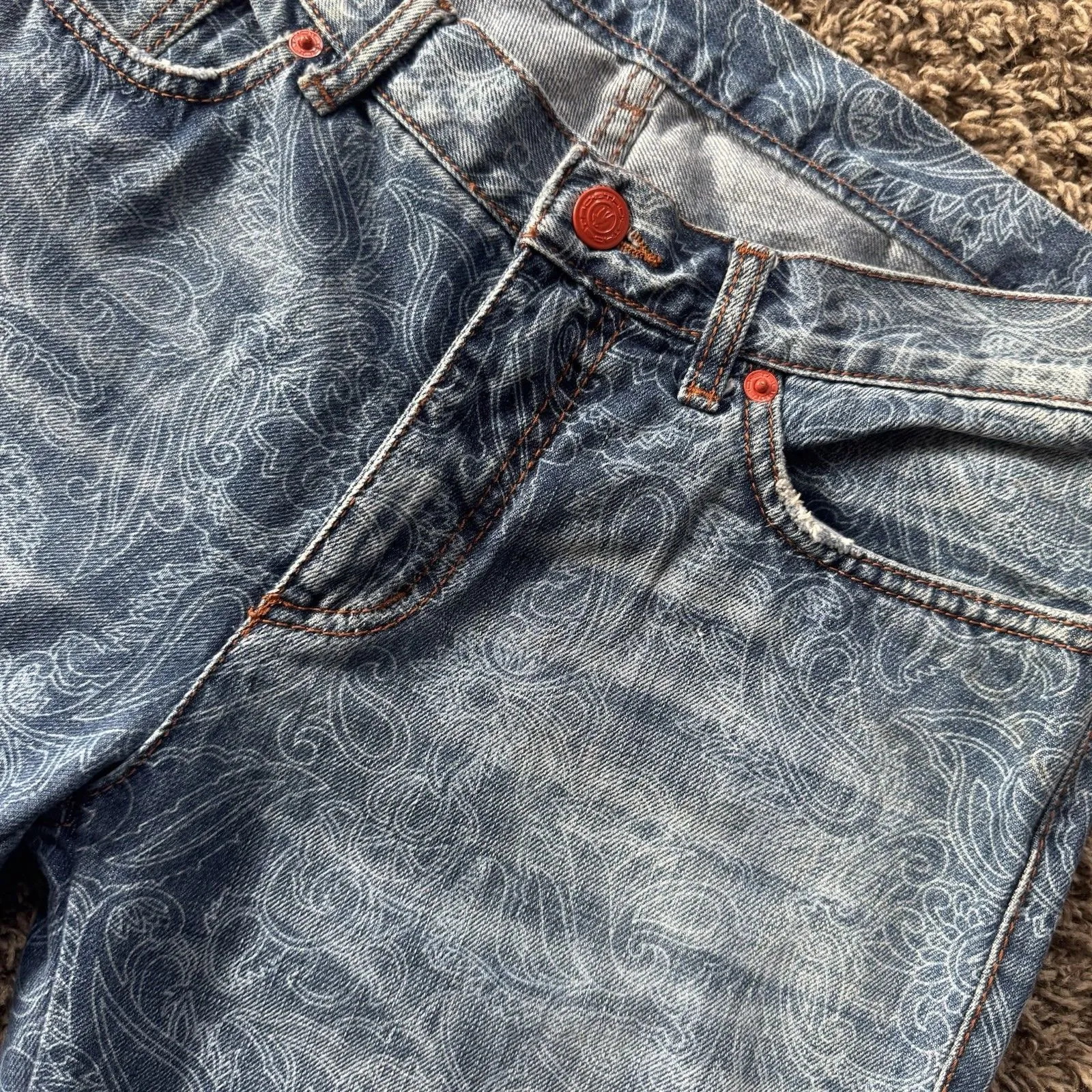 Etro Milano Blue Paisley Pattern Denim Jeans Womens Waist 29 Luxury Boot Cut - Image 2
