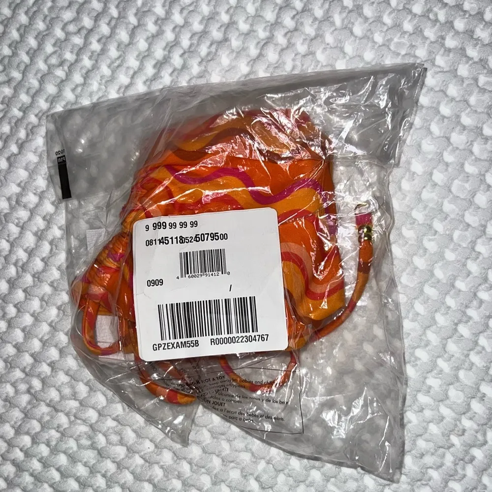 Kendall + Kylie Bikini Bottoms Womens XL Orange Splash High Cut Side Tie B3 - Image 4