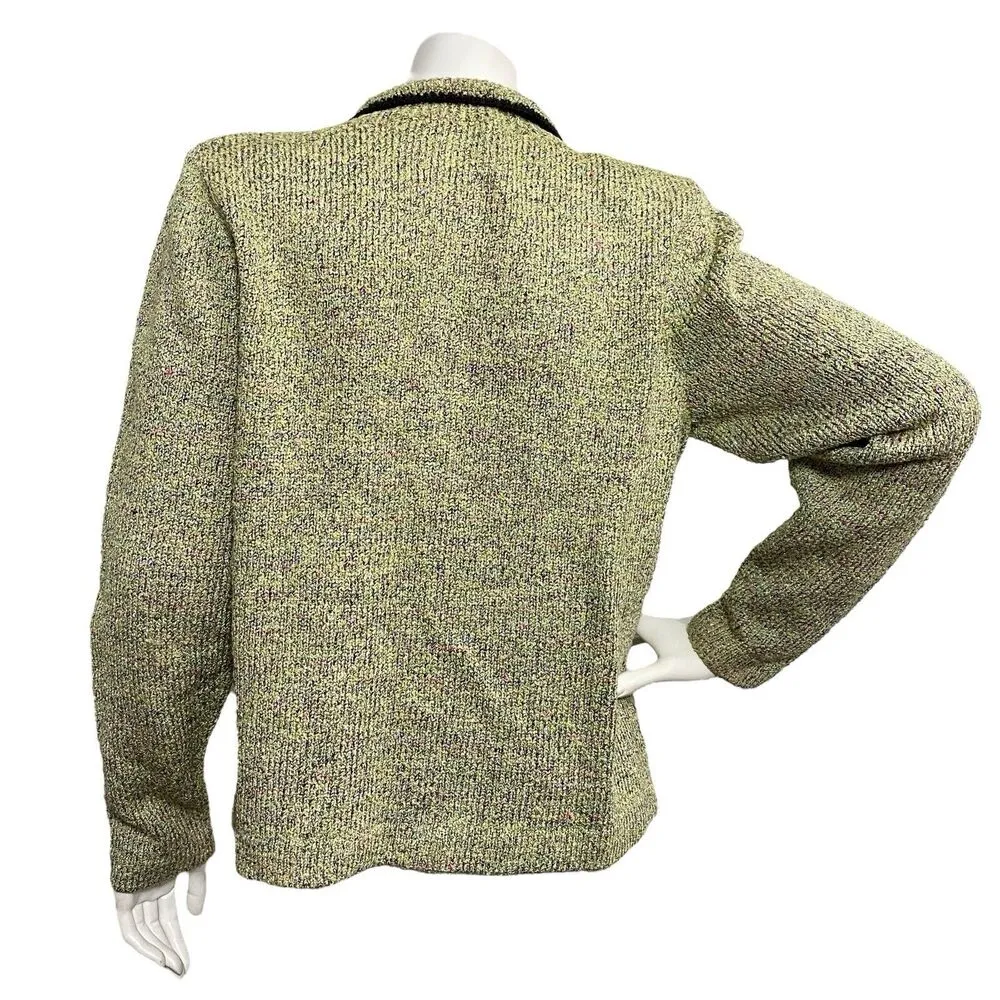 South Cotton Hand Loomed Medium Light Chunk Heavyweight Knit Cardigan Sweater - Image 7