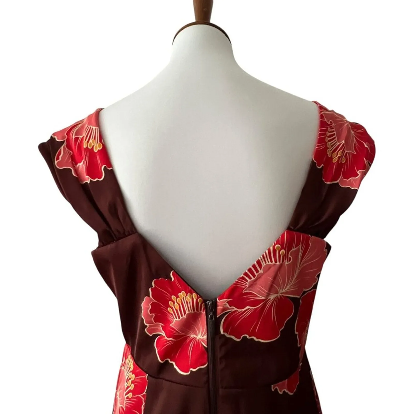 Formal Dress 12 Y2K Large Long Gown Tropical Cruise Special Occasion Party Prom Brown - Image 7